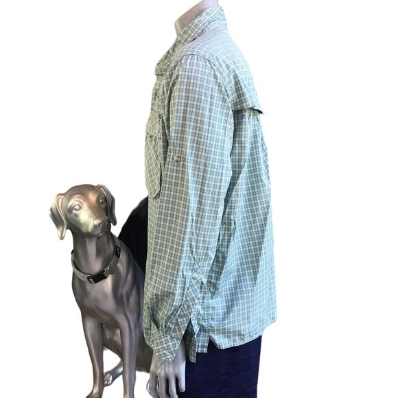 Exofficio Green Plaid Button Down Hiking Fishing Shirt Mens Size XL - Picture 2 of 8